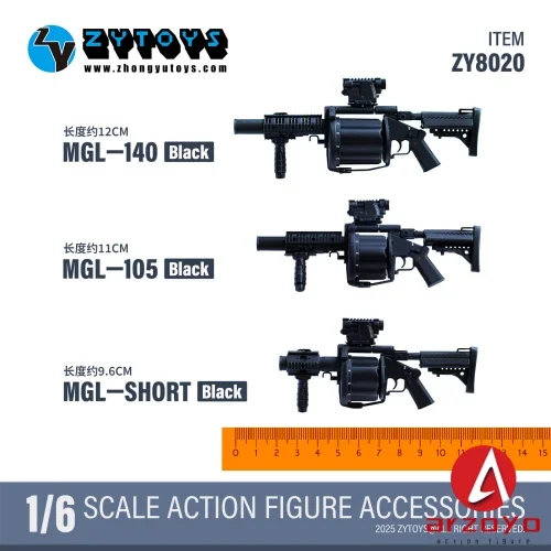 ZYTOYS ZY8020 1/6 Plastikowy Model Broni MGL-140 MGL-SHORT Model Wyrzutni Granatów Akcesoria Pasują do Figurki Żołnierza 12''