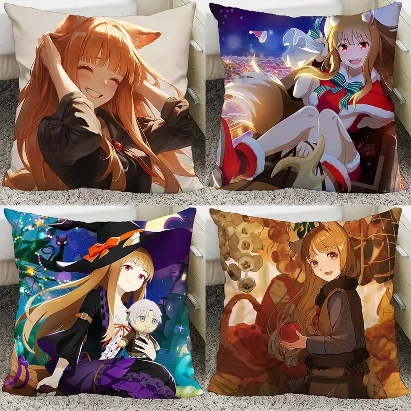 Anime Spice and Wolf Merchant Meets The Wise Wolf Pillow and Pillowcase Cover Double Sided Pattern Throw Pillows 40x40cm