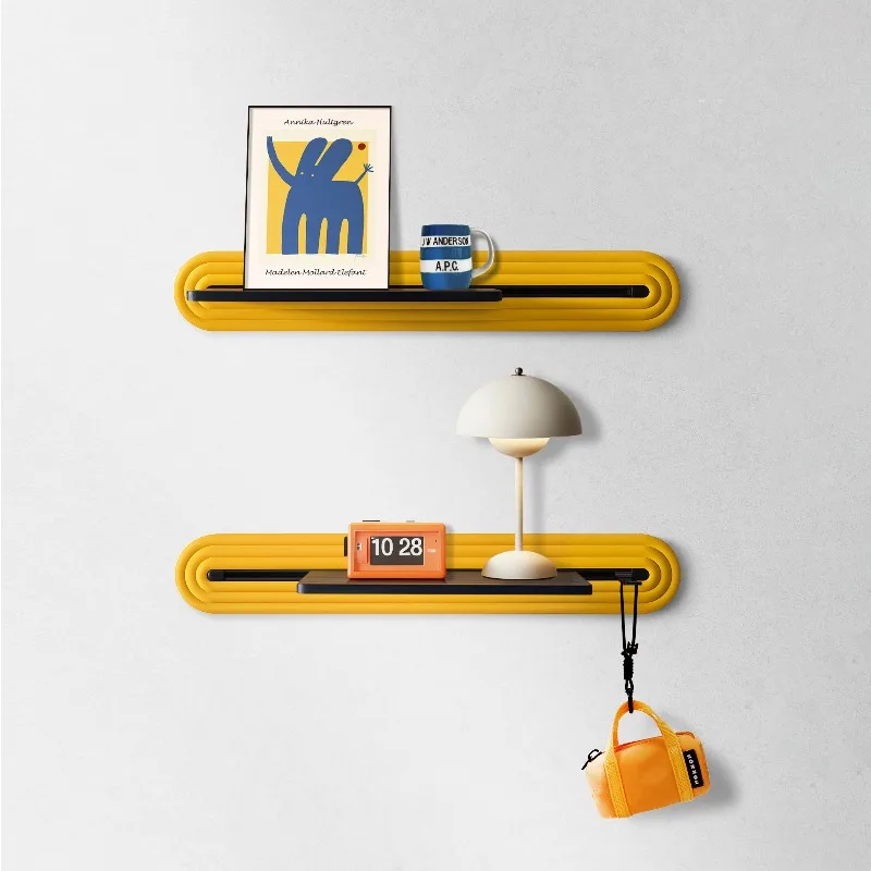Dopamine Style Wall Storage Rack Creamy Cartoon Display Shelf Unique Background Wall Organizer Aesthetic Space Saving Furniture