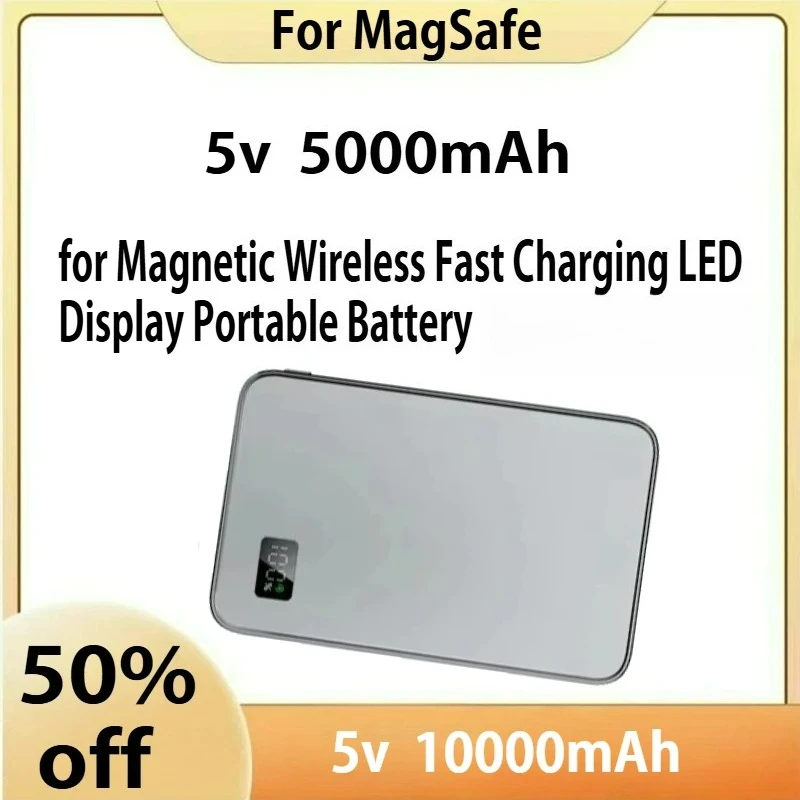 

Ultra Thin Power Bank for MagSafe,Magnetic Wireless Fast Charging LED Display Portable Battery For iPhone Samsung Phone Airpods