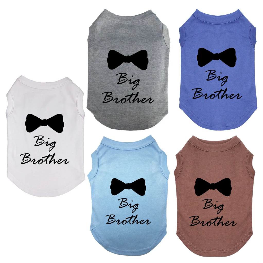 Big Sister/Brother Dog Clothes Summer T-Shirt Small Medium Dogs Cartoon Vest Cat Puppy Costume Pet Dog Clothing Dropshipping