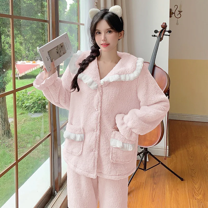 

Women's Clothing Pajamas Winter Thicken Keep Warm Leisure Comfortable Outdoors At Home Sleep Fashion Exquisite Suit Minimalist