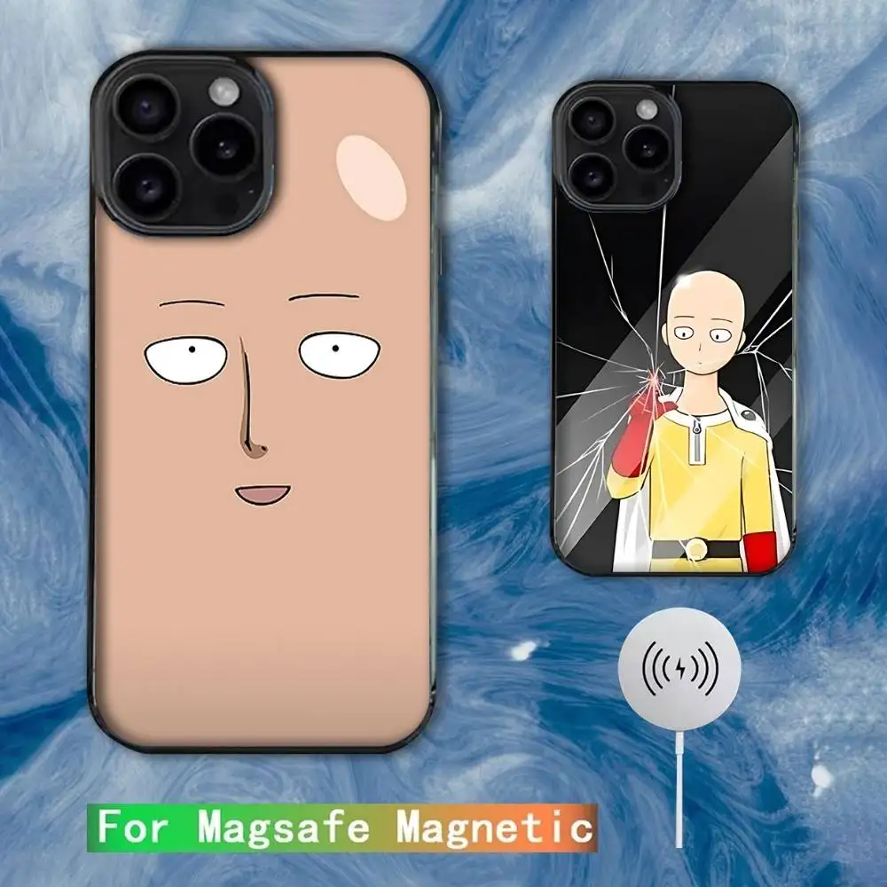 

One P-Punch Man S-Saitama Phone Case For iPhone 16e,16,15,14,13,12,11,Plus,Pro,Max,Mini Magsafe Magnetic Wireless Charging