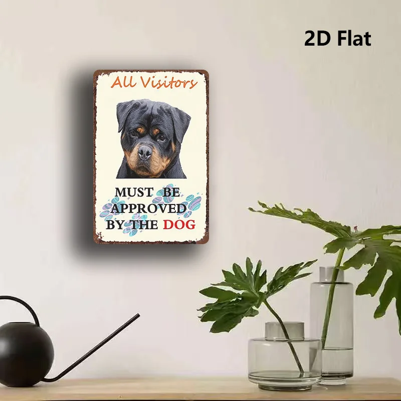 2D Flat, Single Piece Rottweiler Caution Sign - Sturdy Iron Dog Sign Featuring 