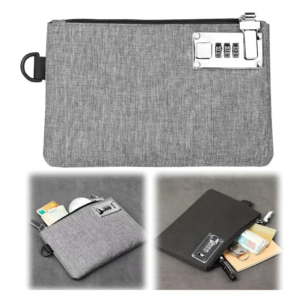 

Coin Purse Lockable Money Bag Oxford Cloth Strong Zippers Wallet With Lock Phone Case Compact Size Men's Clutch Bag Credit Cards