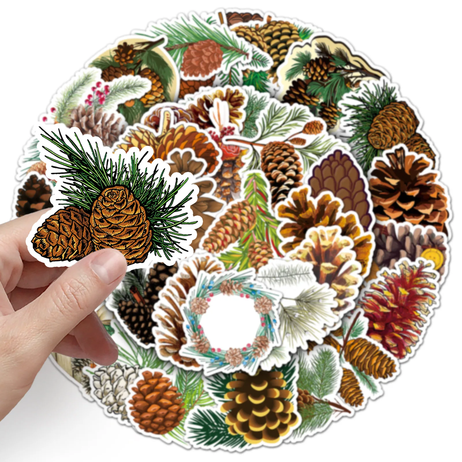 50-100PCS Pine Cone Graffiti Stickers Autumn Fresh Plant Waterproof Decals for Water Bottle Journal Scrapbook Fall Theme Gift De view 6