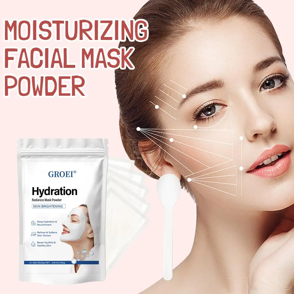 100g hidratante máscara facial em pó máscara facial água luz brilho cristal máscara macia em pó limpeza máscara facial em pó