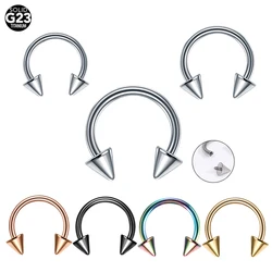1PC G23 Titanium Internal Thread Spike Horseshoe Nose Ring Septum Piercing Ear Cartilage Tragus Helix Lip BCR Body Jewelry 16G