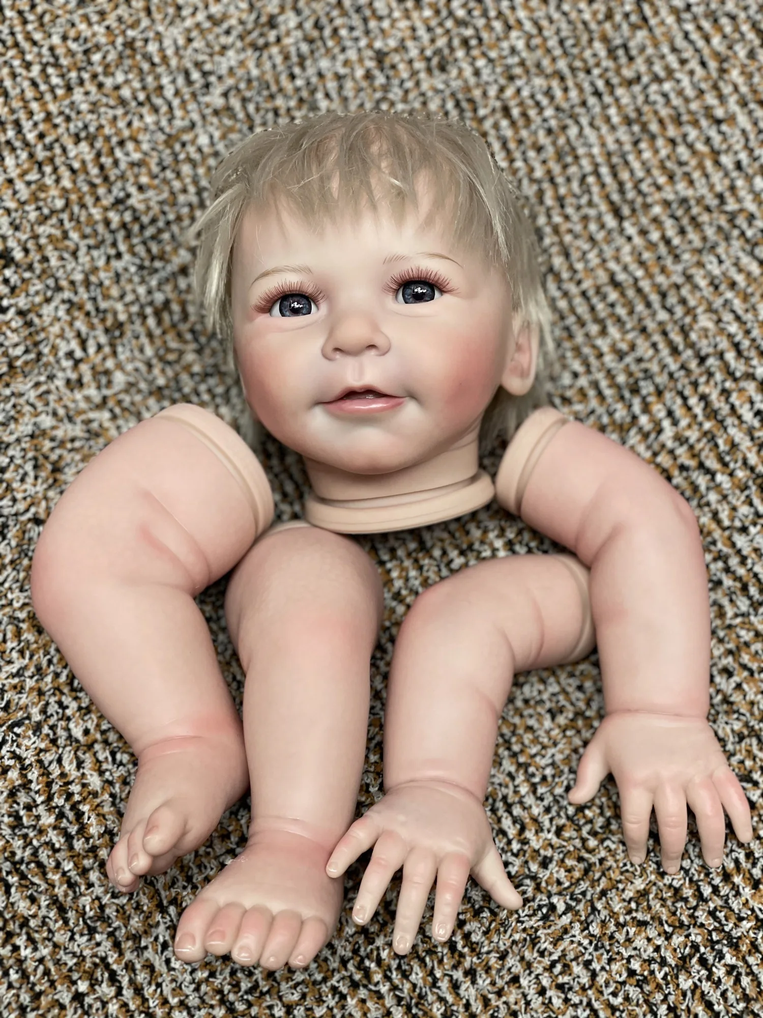 55Cm Ongemonteerde Lisa Reborn Pop Kits Met Geworteld Wit Haar 3d Geschilderde Huid Zichtbare Aderen Handgemaakte Diy Kit Reborn Levenseke R