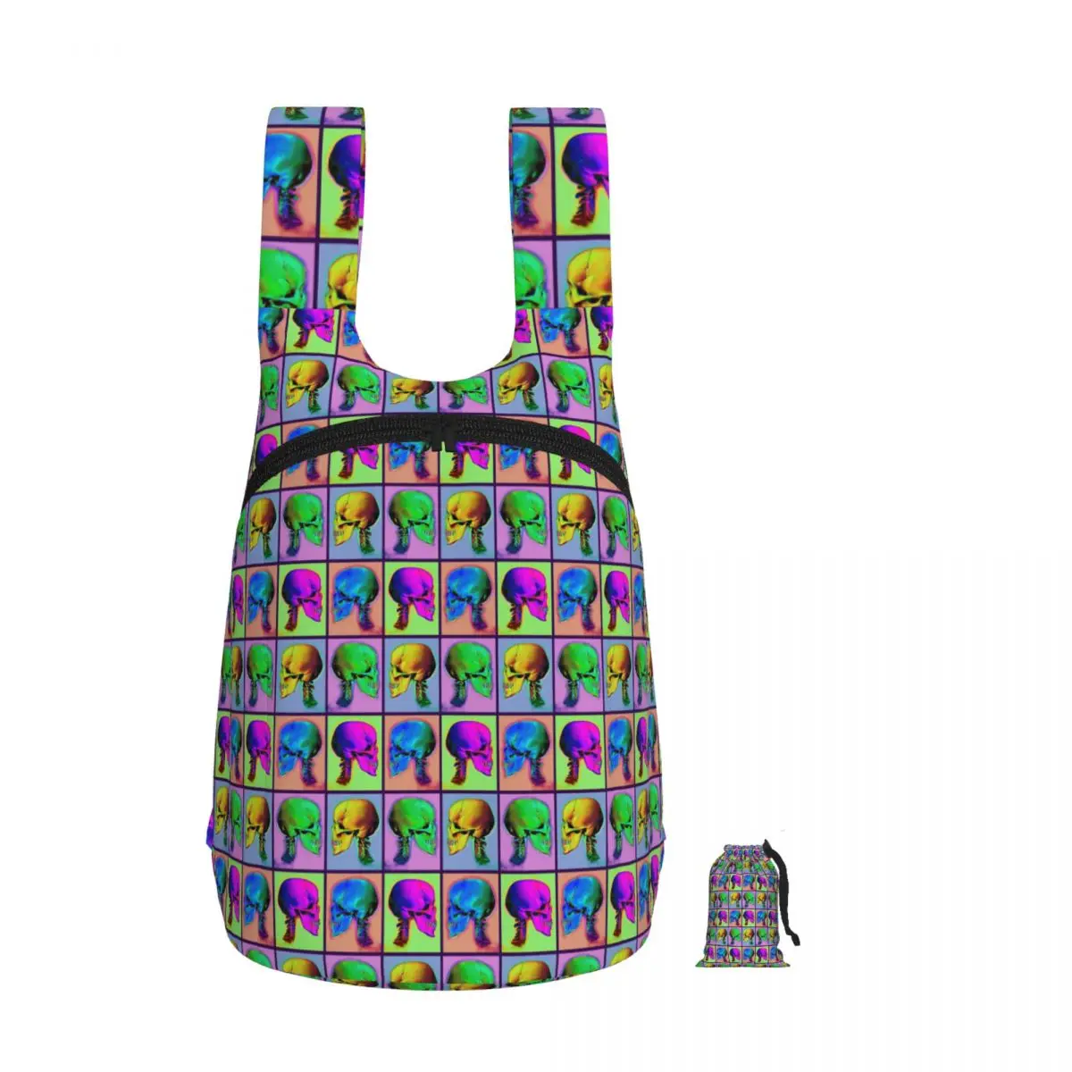 

Neon Colored Skulls Backpack Student Storage BookBag Children School Bag Laptop Shoulder Bags for Men Women