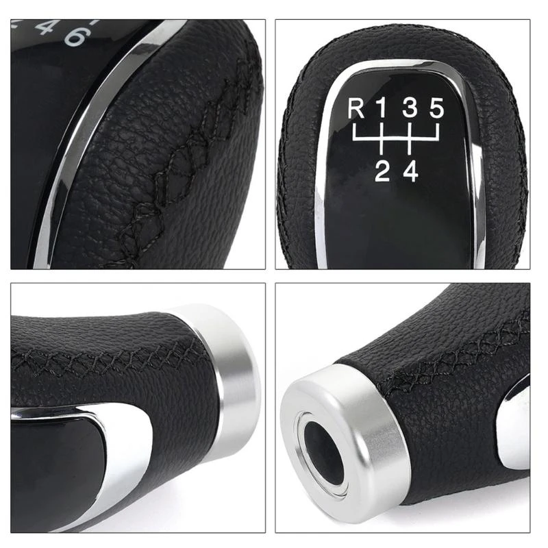 Truck Ergonomic PU Leather Gear Handle Knob 5/6 Speed Manual Shifter Lever Includes Adapters Enhances Driving Experience