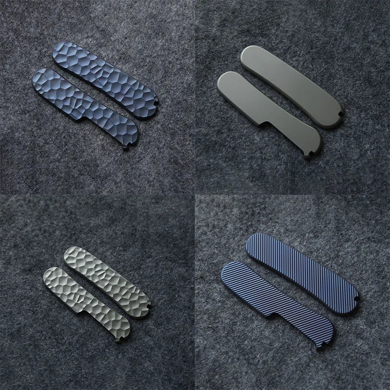 

4 Types Titanium Alloy Material Knife Scales Handles Patches for 85MM Victorinox Delemont Swiss Army Knives Roasted Blue Grip