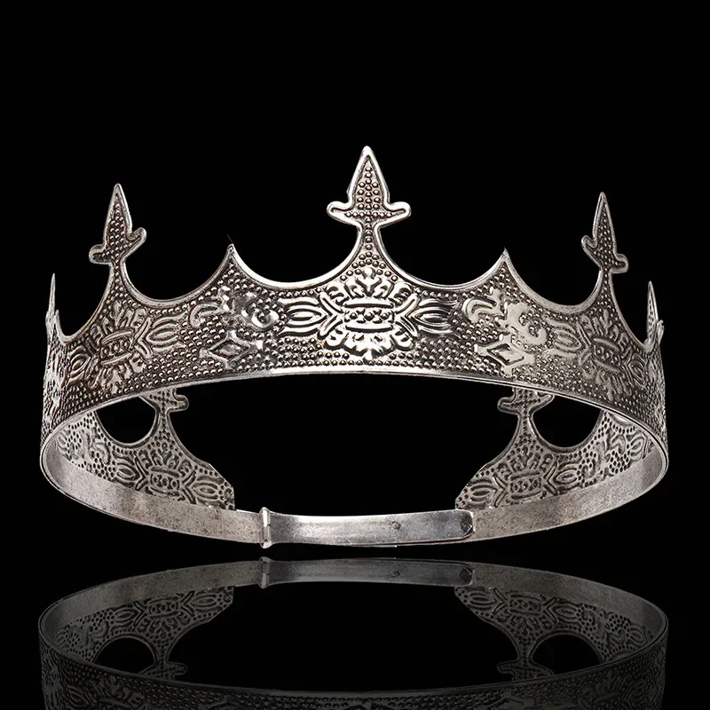 Herren Königskrone Tiara Geburtstag Braut Abschlussball Accessoires Metall Prinzenkronen Diademe Vollrunde Party-Accessoires – Detail 4