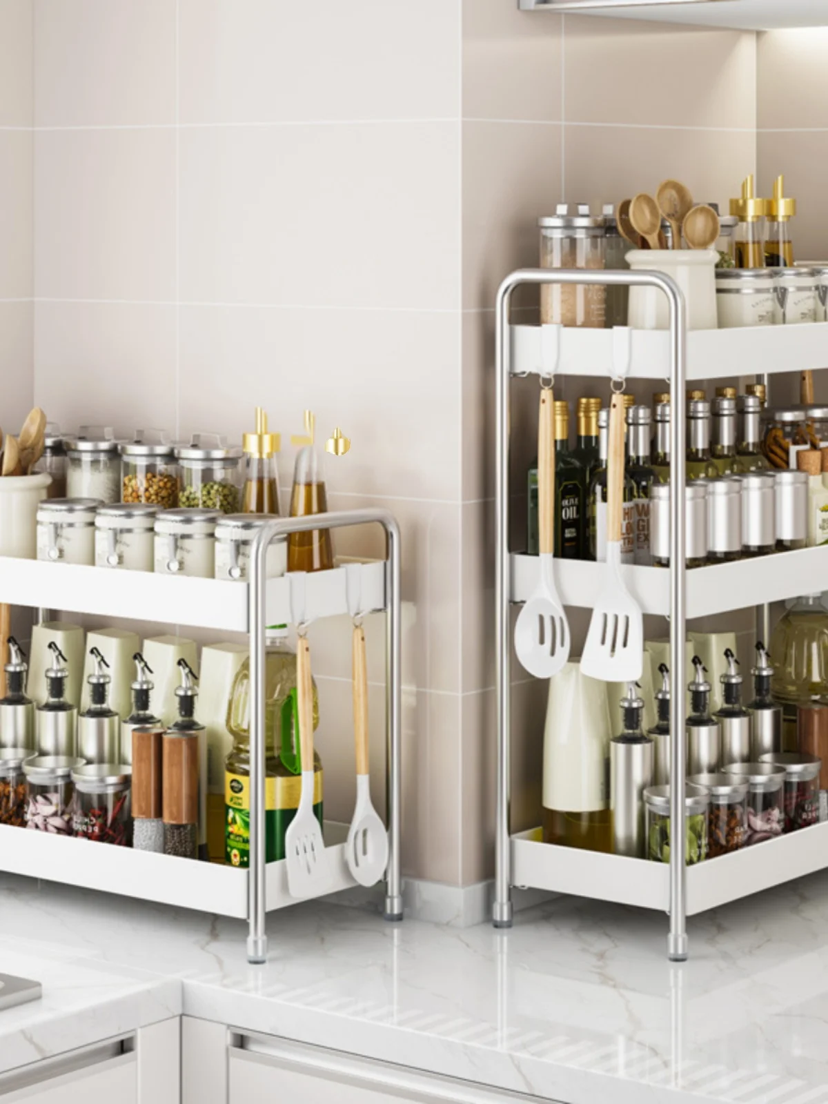 

Многофункциональная узкая полка-органайзер из нержавеющей стали для специй, масла, соли, соусов и уксуса на кухонную столешницу