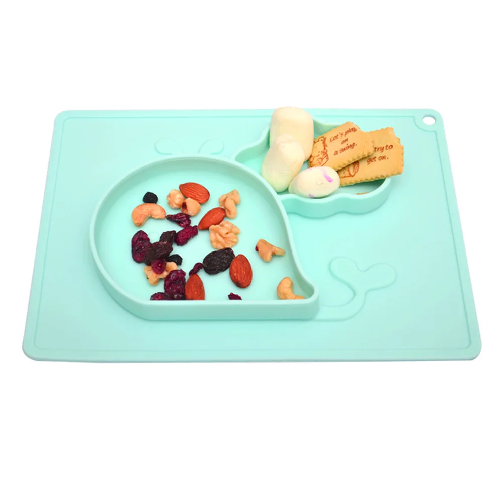 

Non slip Dinner Plate Baby Dining Tray Tableware Cartoon Kids Dividers Child Food Grade Safe Easy Clean Durable Silicone Kitchen