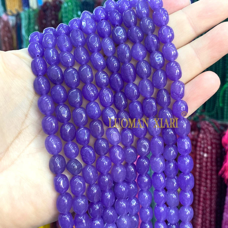 8x10MM Natuursteen Toermalijn Lavendel Aquamarijn Chalcedoon Losse Spacer Kralen voor Sieraden Maken Diy Armband Accessoires