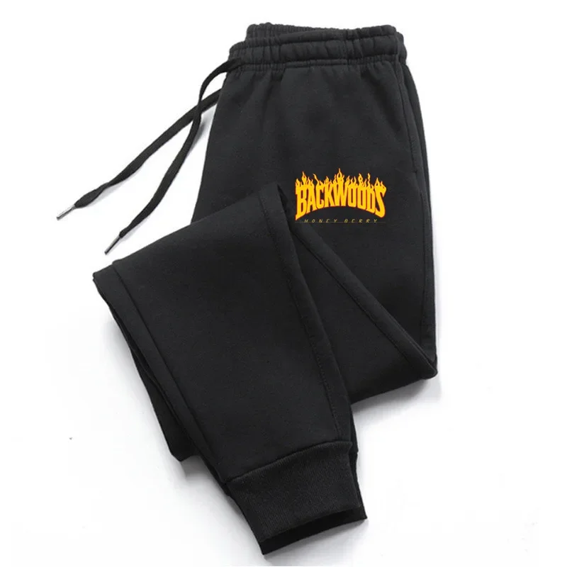 Fashion Letter Print Winter Warm Sweatpants Men's Plush  Casual Joggers Trousers Male Fashion Loose Soft Pants