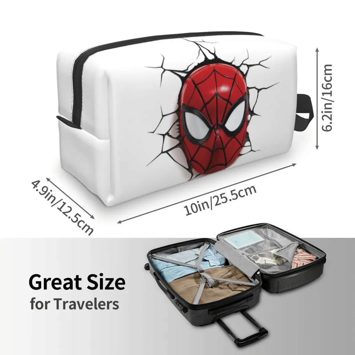 Borsa da toilette da parete Spiderman da viaggio personalizzata borsa da toilette portatile per il trucco del ceppo della testa per le donne scatola