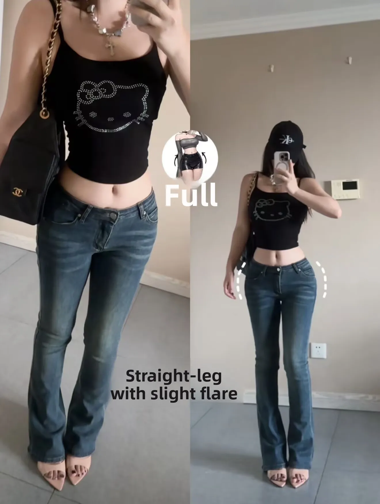 

Low Waist Stretchy Sexy Hip Denim Pants Straight Leg Flared Women's Casual Long Trousers Cool And Sexy Girl Blue Jeans