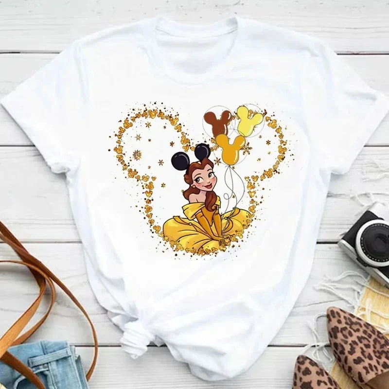 Mulan Princess Print Women T-shirt Disney Mickey Casual Fashion Cotton Short Sleeve T Shirt Female Streetwear Tshirt Y2k Tops