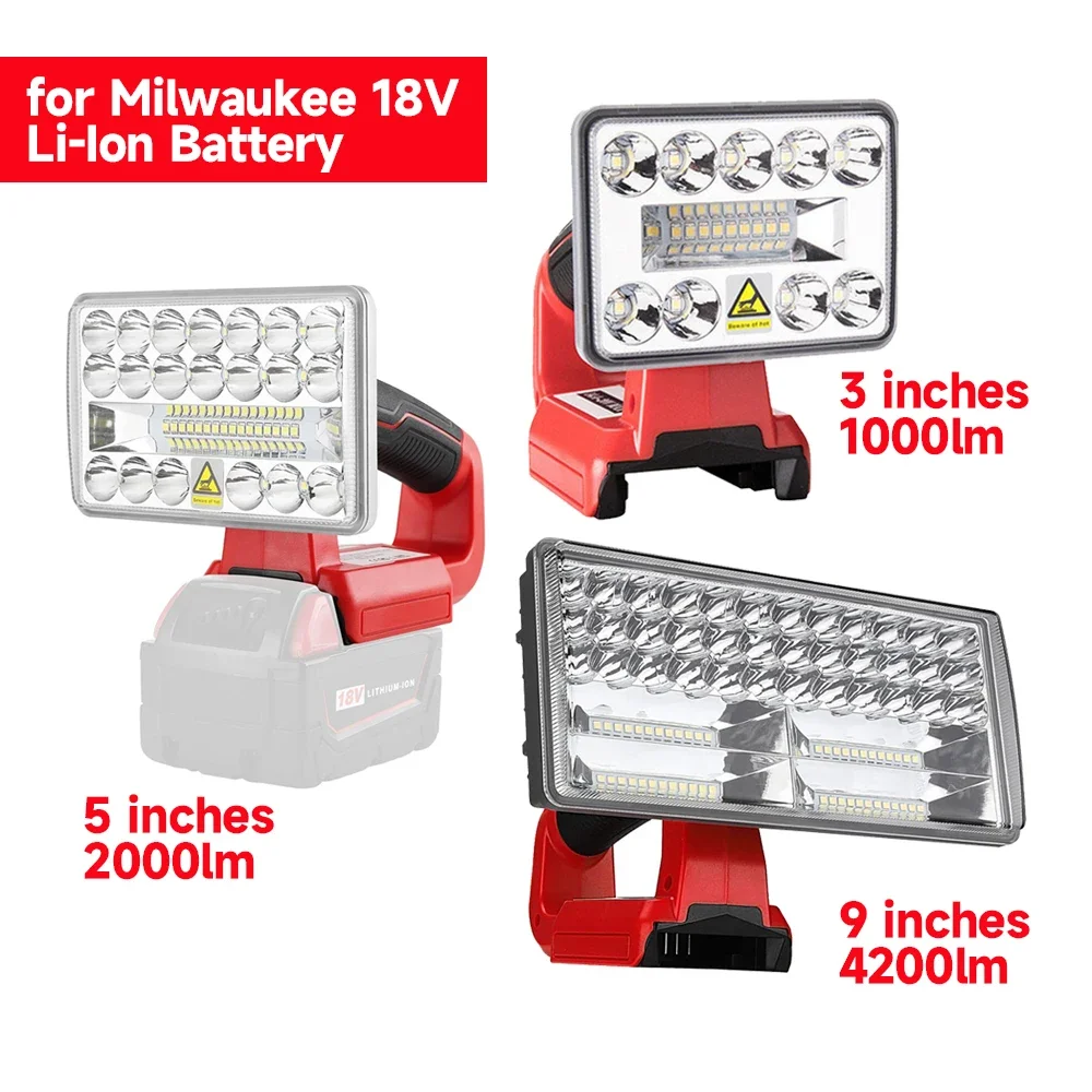 milwaukee 18v li ion bateria brilhante portatil lanterna led jobsite ao ar livre camping luz spotlight 9 01