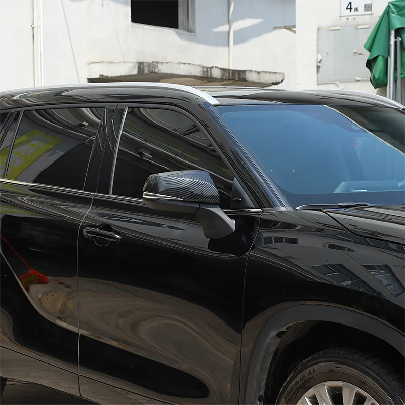 Nakładki na lusterka boczne z włókna węglowego ABS do Toyota Highlander 2022, naklejki, akcesoria samochodowe