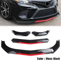 5PCS Universal Car Front Bumper Lip Body Kit Spoiler Canard Splitter Diffuser Carbon Fiber Front Bumper Cover Lip Front Spoiler