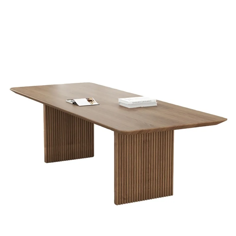 Modern minimalist solid wood office desk, multi-person meeting table, negotiation table, conference room staff desktop computer