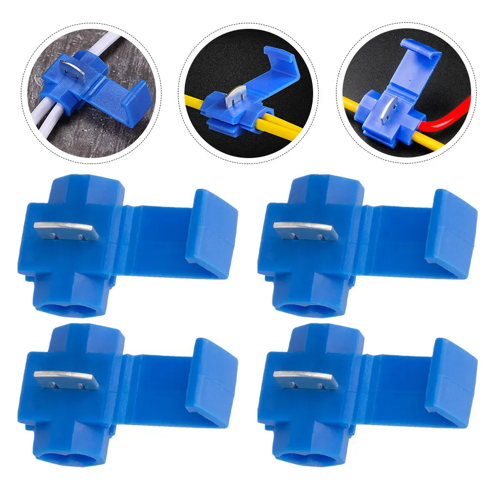 

100Pcs Quick Splice Wire Connectors Insulated Snap Terminal Block Blue Electrical Wire Crimp Connectors for 18-14 Gauge Cable