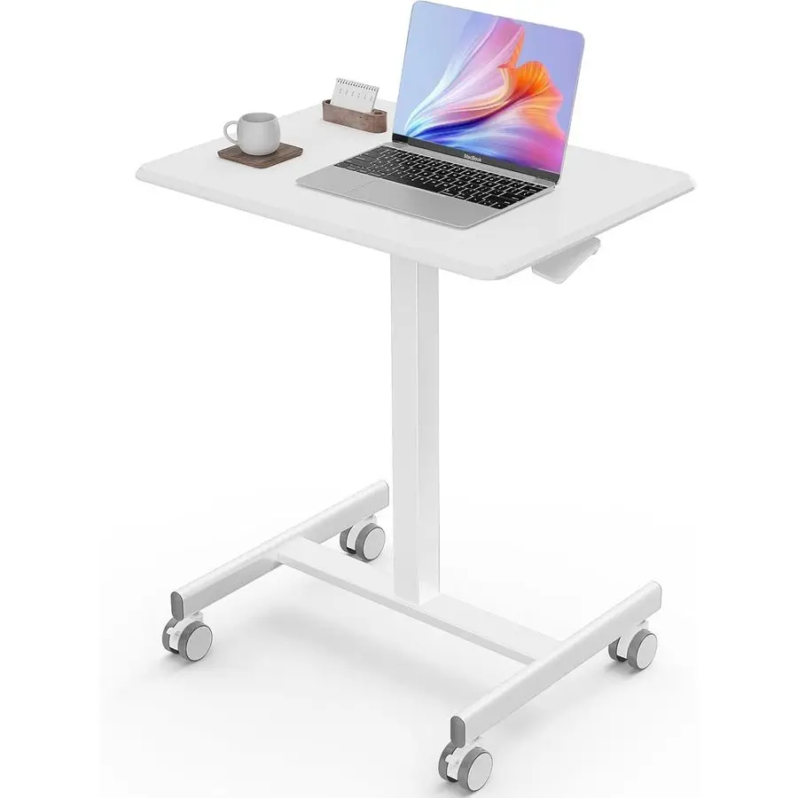 

Mobile Small Standing Desk Sit Stand Portable Rolling Laptop Desk with Lockable Wheels, Adjustable Height Computer Workstations