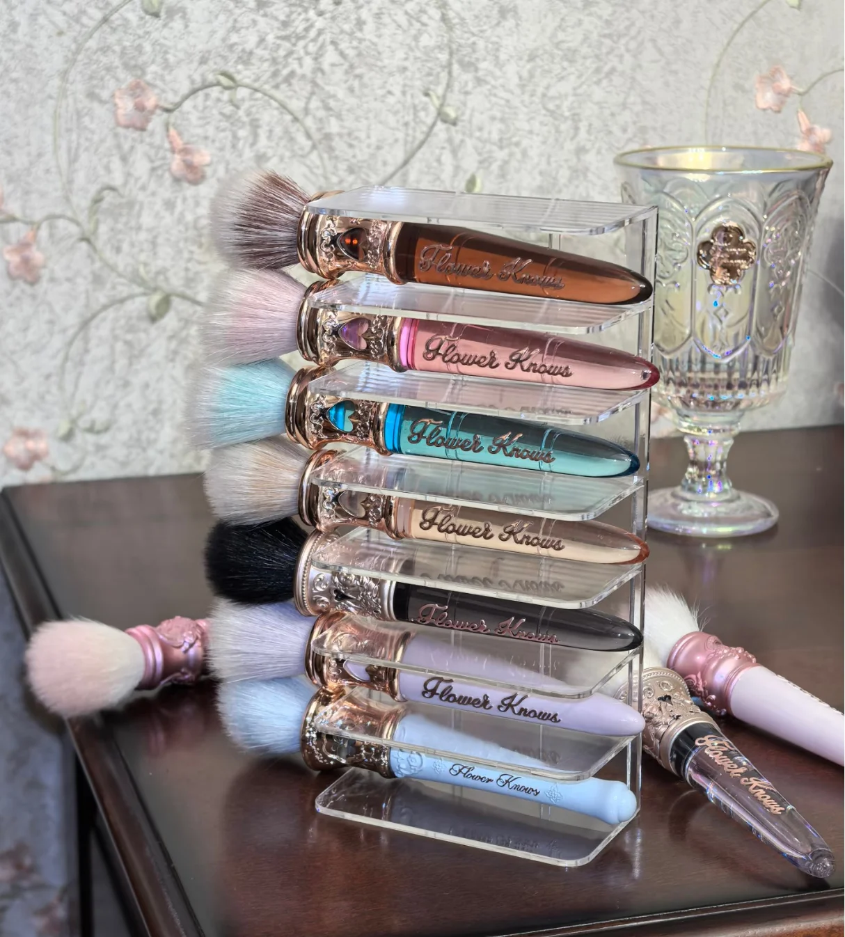 

Flower Knows Angled Shell's Jewel Blush Brush Crystal Handle Contour Highlight Brush Vegan Cruelty-Free Makeup Brush