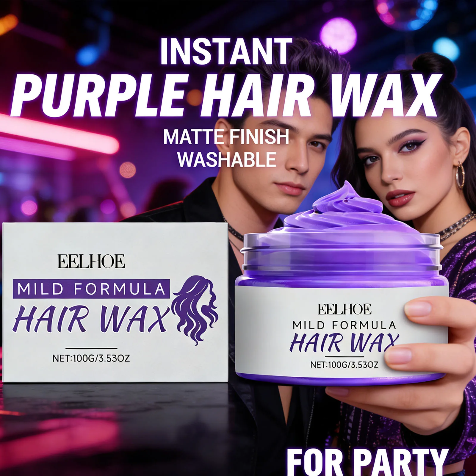 

Instant Color Hair Dye Quickly Change Hair Color Improve Hair Texture Create Party Style Non Greasy Moisturizing Purple Hair Wax