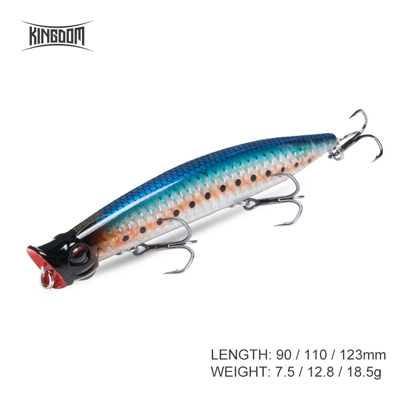 Kingdom Topwater Fishing Lures Artificial Wobblers Hard Baits Floating Popper Crankbait 7.5g 12.8g 18.5g Fishing Tackle Lure