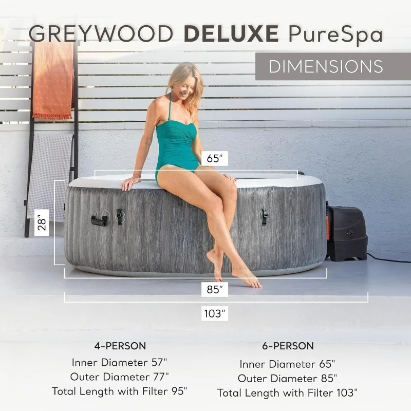 

Inflatable Bubble Hot Tub Spa with 4 Seats 2 Air Jet Massage System and Bench Accessories