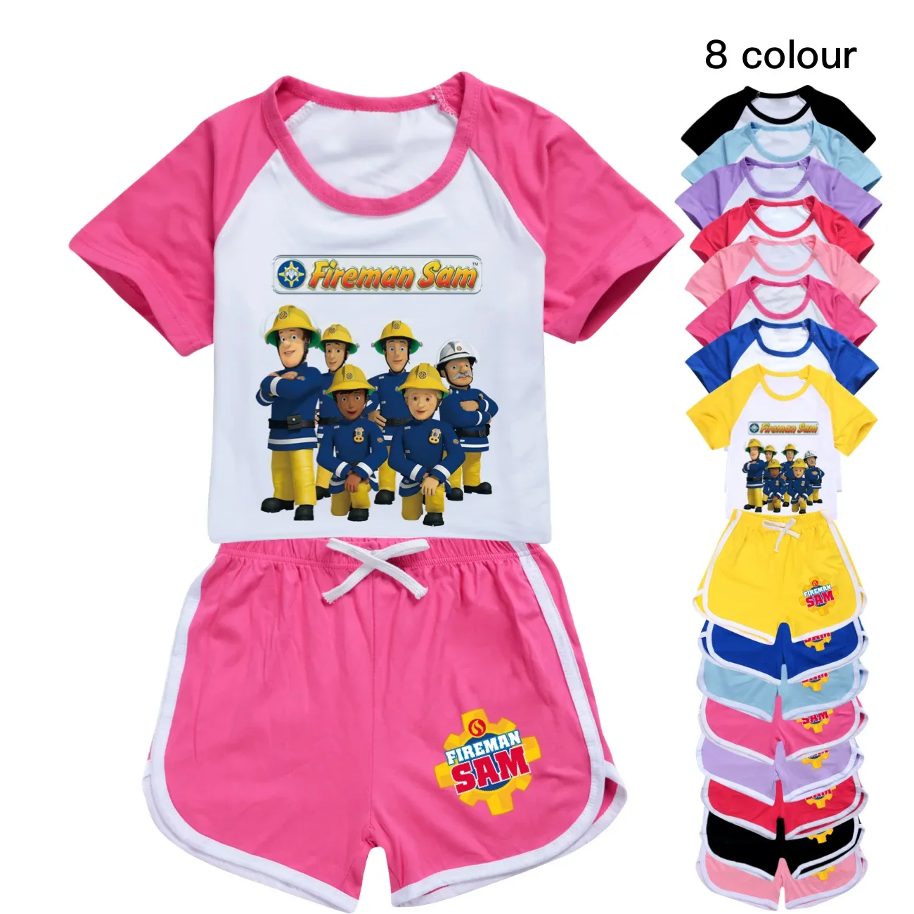 

Kids Clothes Cotton Sport Tracksuits T-shirts Sweatshirt Suit Cartoon FIREMAN SAM Pattern Set Teenager Boys Girls Clothing3253