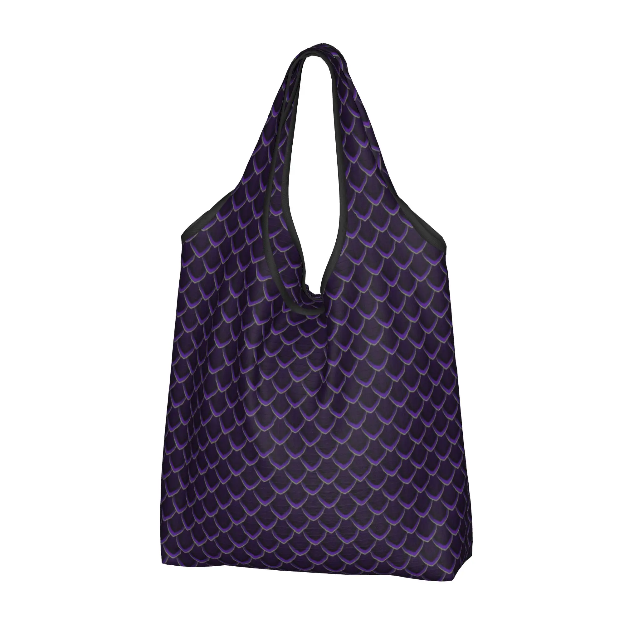 Custom Dragon Mermaid Fish Scales  Shopping Bags Women Portable Big Capacity Grocery  Shopper Tote Bags