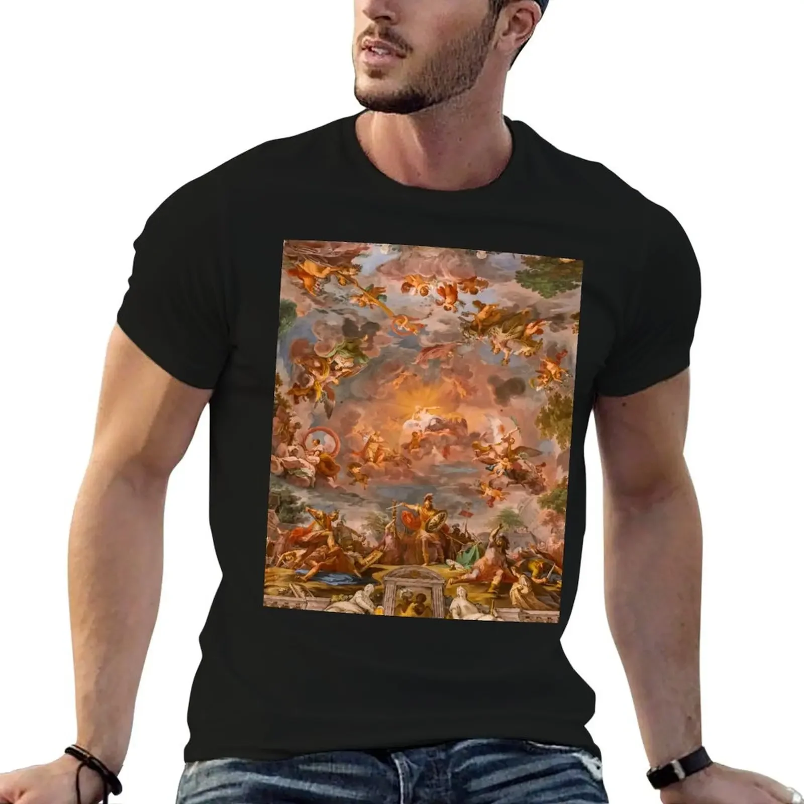 Painted ceiling fresco in Galleria Borghese in Rome, Italy T-Shirt blue archive boys animal print tops mens white t shirts