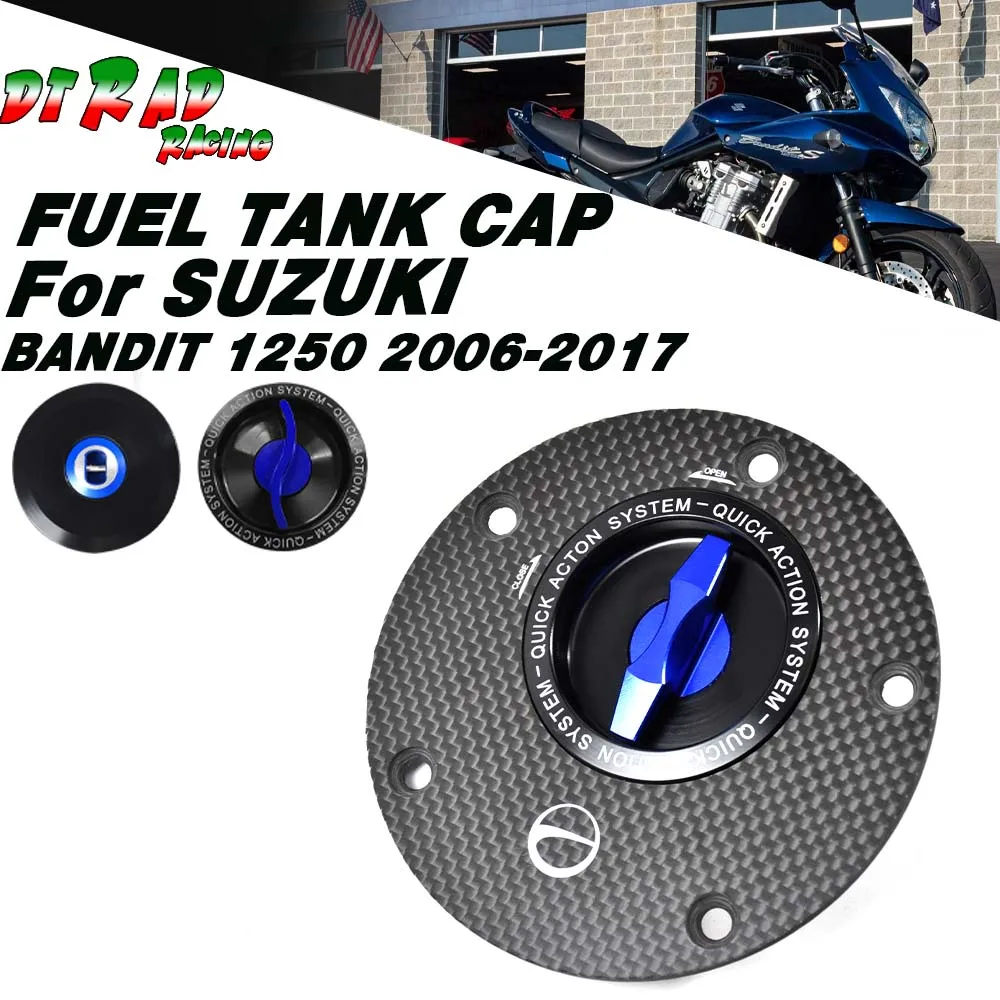 

Carbon Fiber Flange Quick Action Fuel Filler Cover For SUZUKI BANDIT 1250 2006-2017 Motorcycle Key System Locking Gasoline Cover