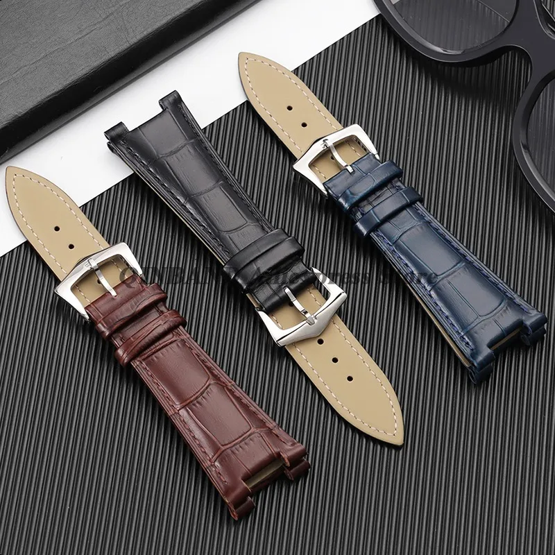 Men Women Genuine Leather Watch Band 25mm*13mm Cowhide Strap Bracelet for Patek Philippe Nautilus 55711 5712 5726 5980 Wristbelt