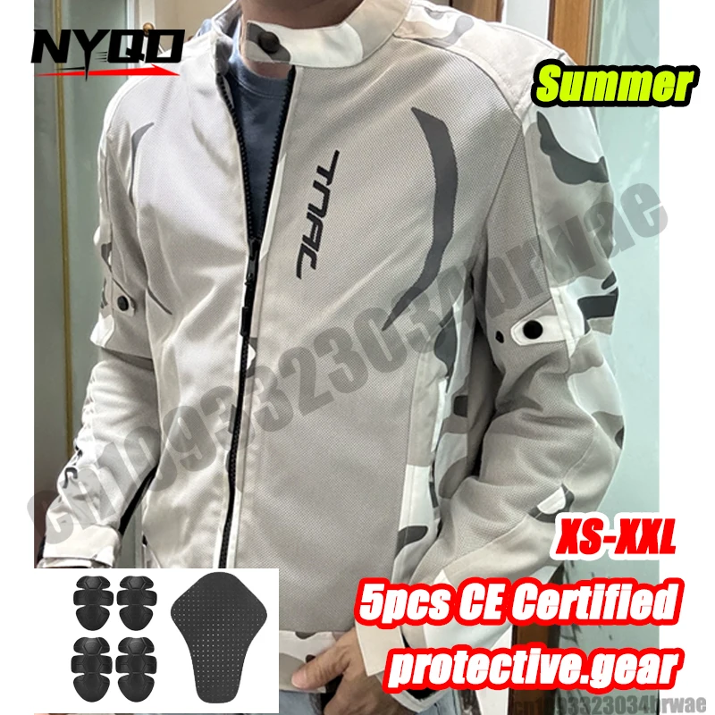 

TNAC Summer Women Motorcycle Jacket Mesh Breathable Anti-fall Biker Rider Clothing Camouflage Reflective Motocross Riding Jacket