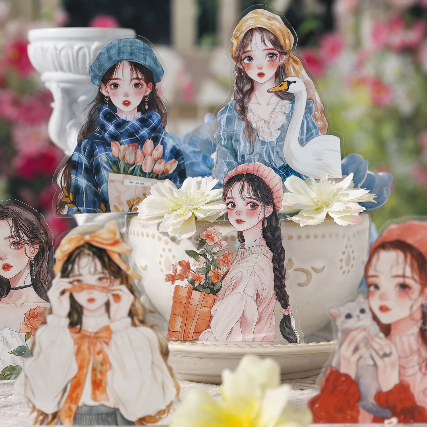 15pcs Kawaii Stationery Stickers The Milky Way Mirrors the Moon Junk Journal Planner Decorative Sticker Scrapbooking