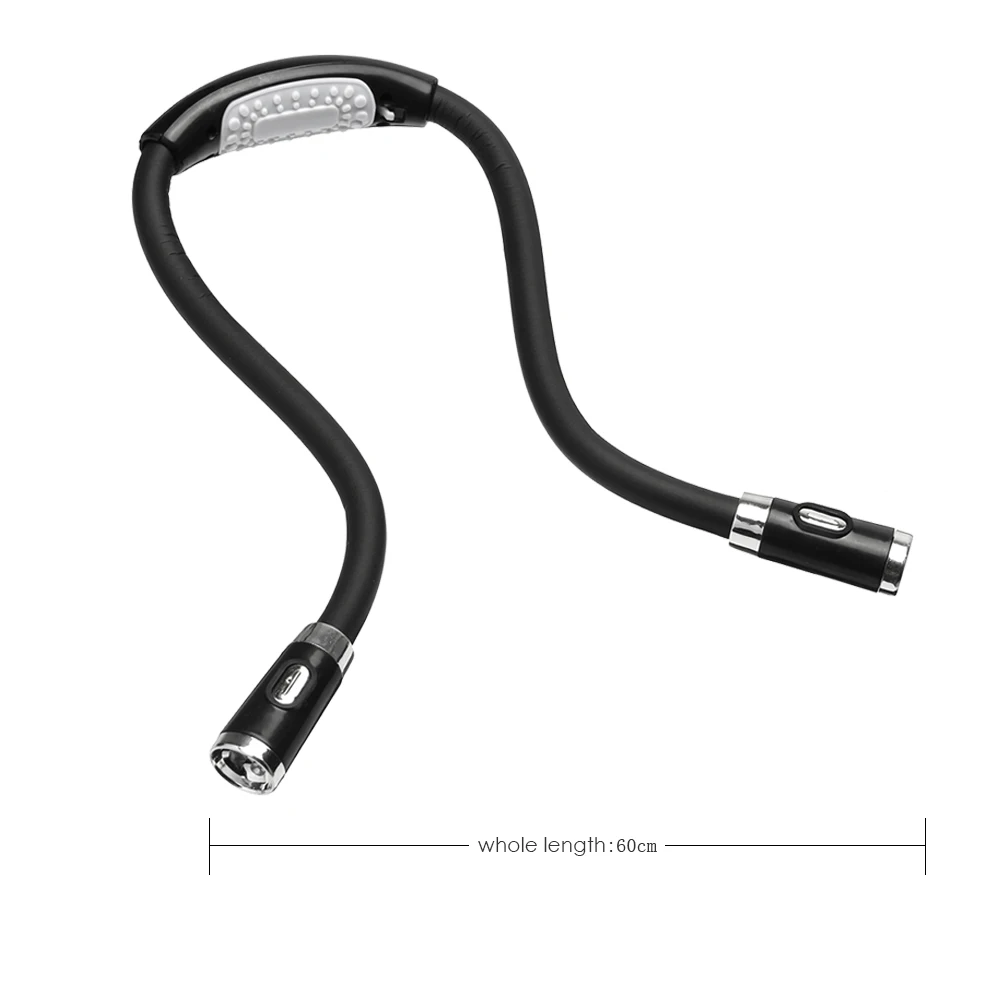 ABS LED مرنة يدوي عناق الرقبة قراءة كتاب ضوء مصباح الشعلة مصباح يدوي متعدد الوظائف مصباح العمل القابلة لإعادة الشحن