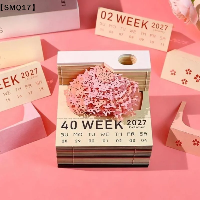 Time Piece Calendar 2027 Desk Calendar With LED Light 3D Tear-away Calendar Paper Carving Art Pad Notepad Desktop Decor【SMQ】