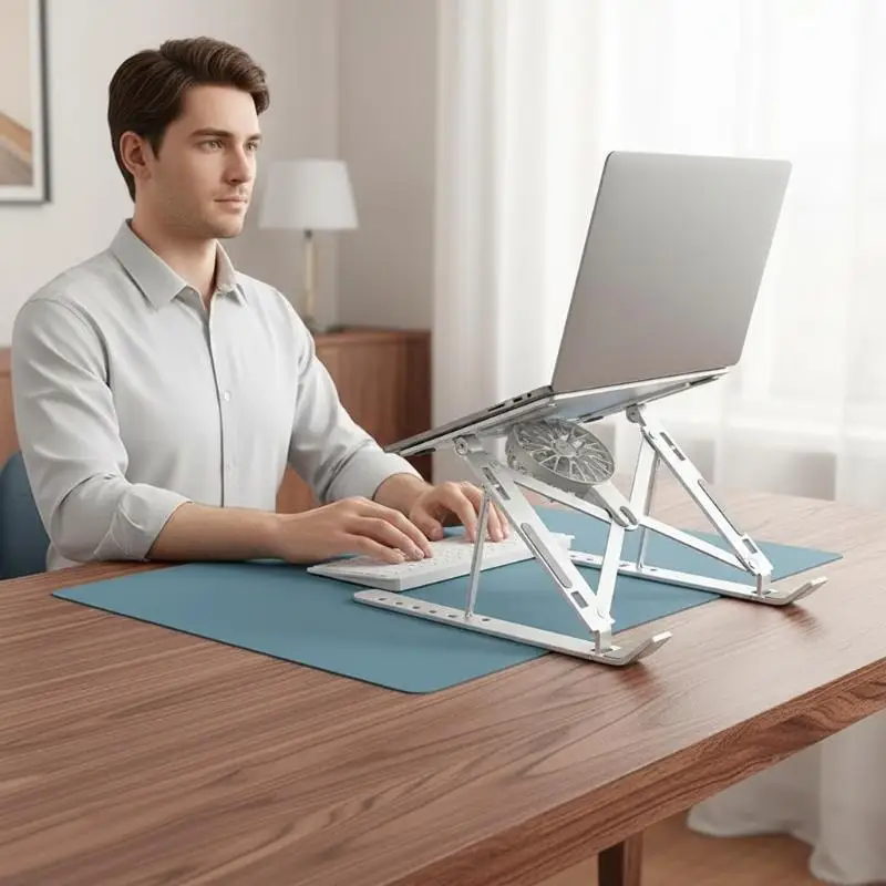 Aluminum Alloy Tablet Stand Adjustable Portable Laptop Holder Foldable Non-Slip Riser Fits All 10-17 Inch Laptops