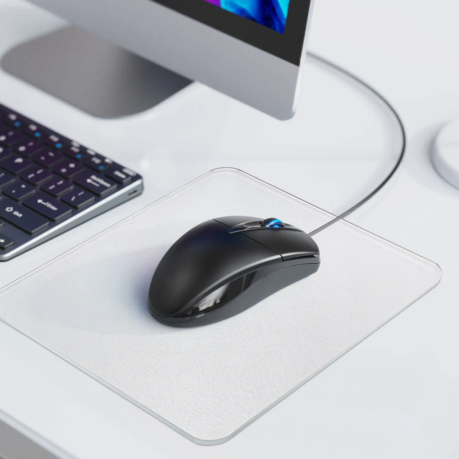 

Clear Glass Mouse Pad Large Desk Mat for Gaming and Office Ergonomic Design Smooth Surface Comfortable Anti-Slip