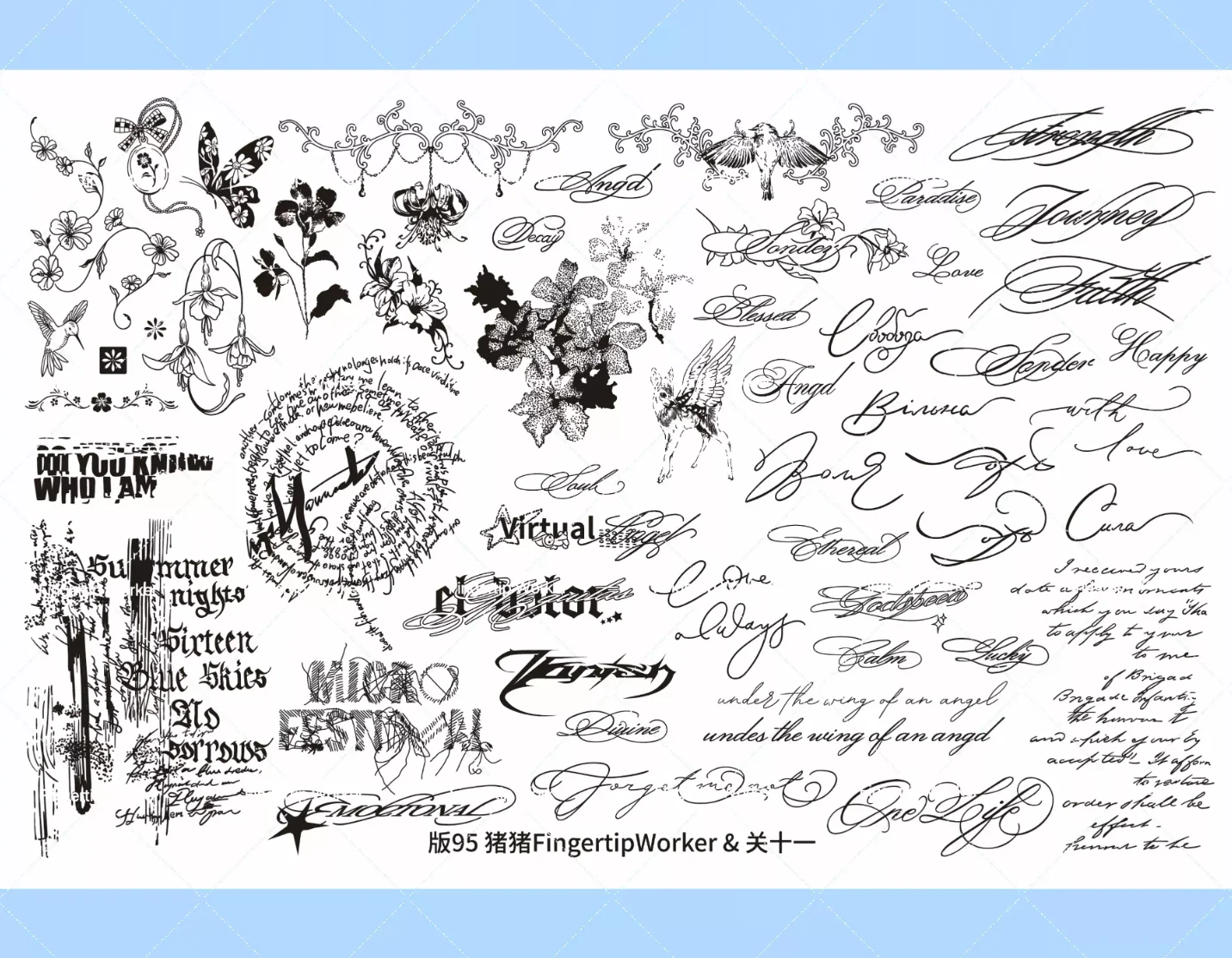 New Vintage Gothic French-style English Pattern Nail Art Print Board - DIY Nail Decoration Transfer Tool