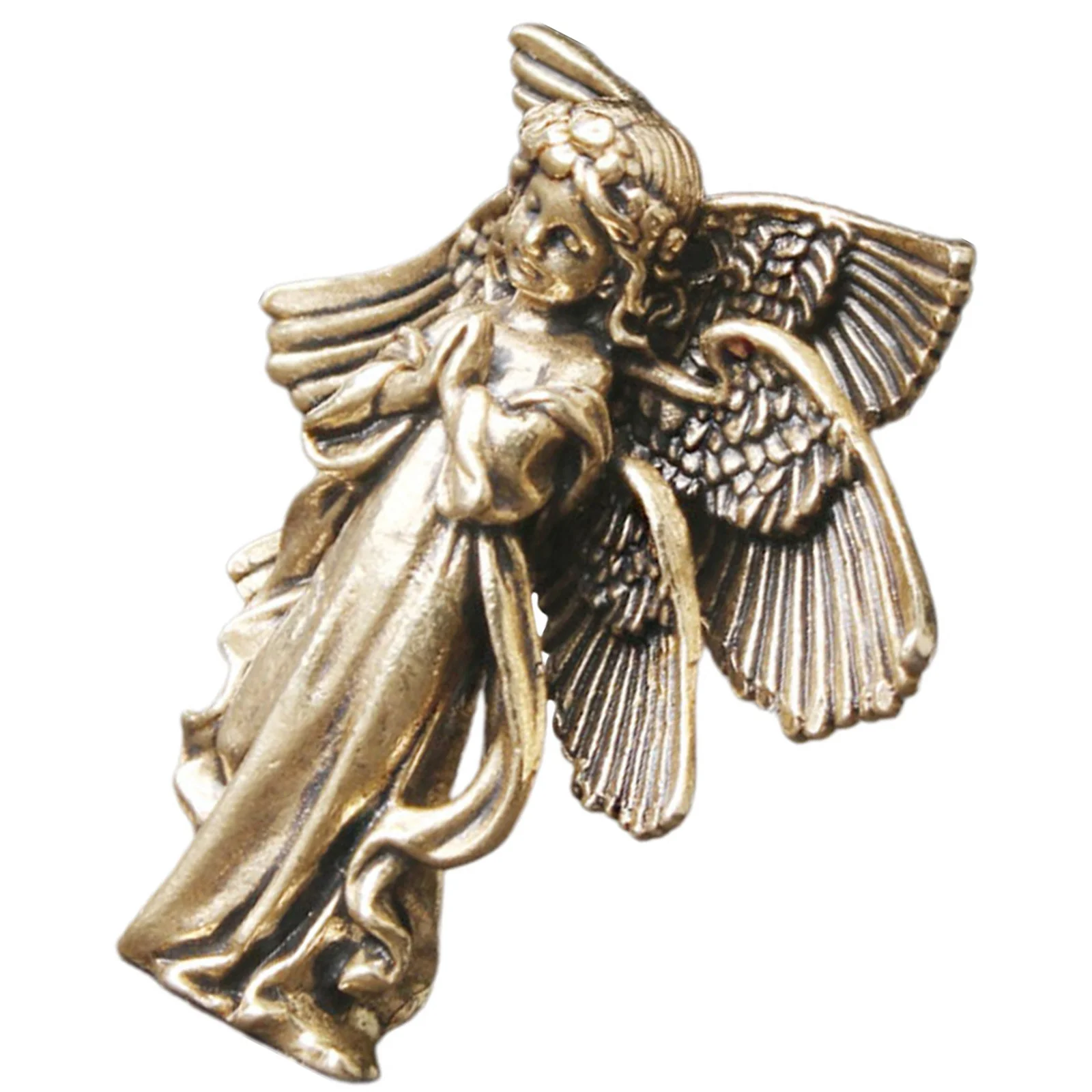 

Exquisite Brass Angel Statue Vintage Golden Decor for Desktop Interior Home Office Tabletop Artistic Craft Ornament