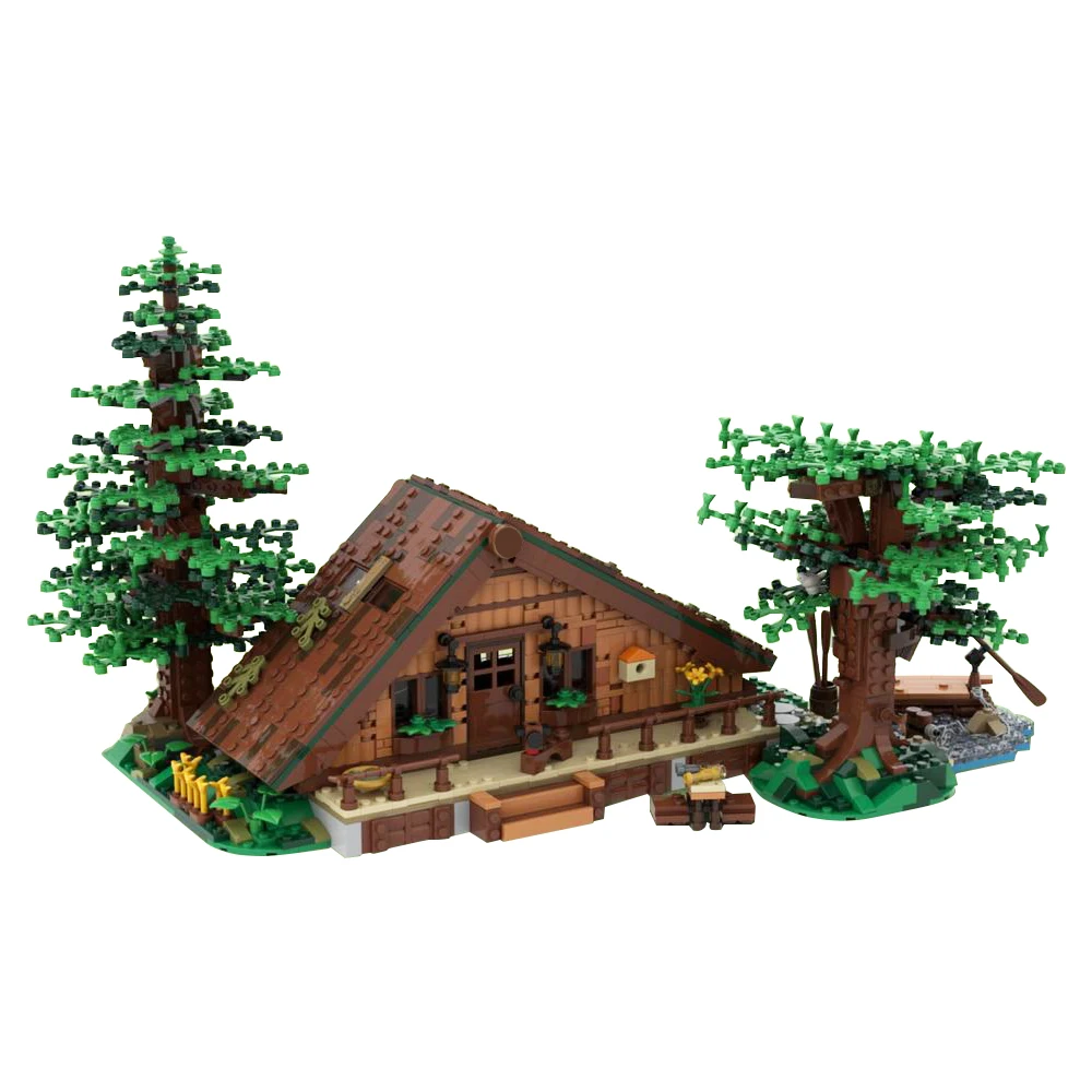 

MOC Forest Cabin Bricks Set Forest Cabin Unique House Building Blocks City Street View Villa Architecture Toys Children Gifts