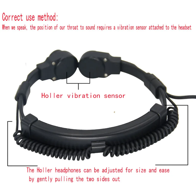 Extendable Throat Microphone Mic Earpiece Headset for CB Radio Walkie Talkie BAOFENG UV-5R BF88S KG-UV8D Kenwood Pro-Talk XLS TK