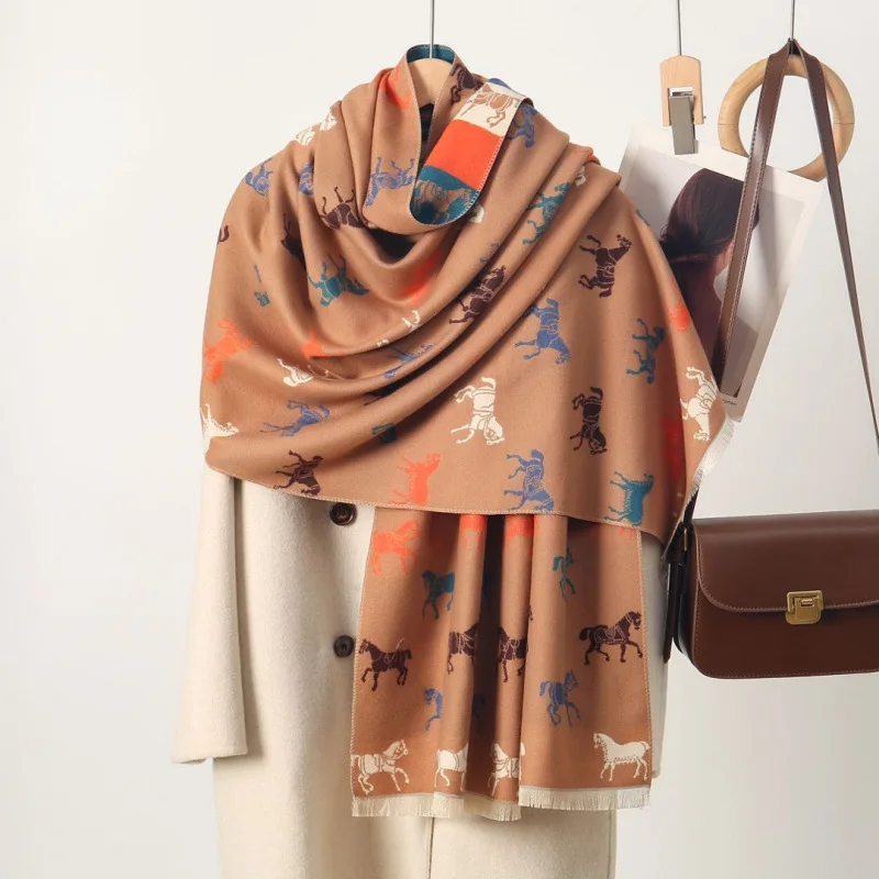 Luxury Scarab Scarf Soft Hijab Plush Pashmina Air Shawl Old Bandana Real Cashmere Long Wrap Women's Turban Headband Bufanda
